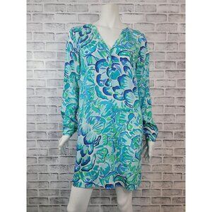 Lilly Pulitzer Agate Green Lazy River 100% Silk Delphine Tunic Dress Size Medium